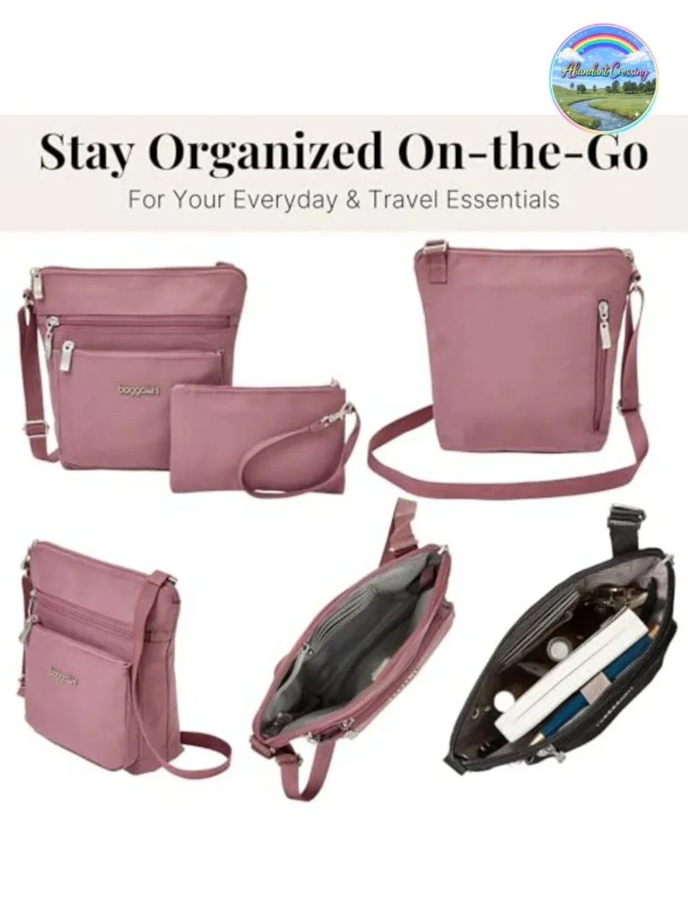 Water-Resistant Lightweight Crossbody Bag with RFID Wristlet